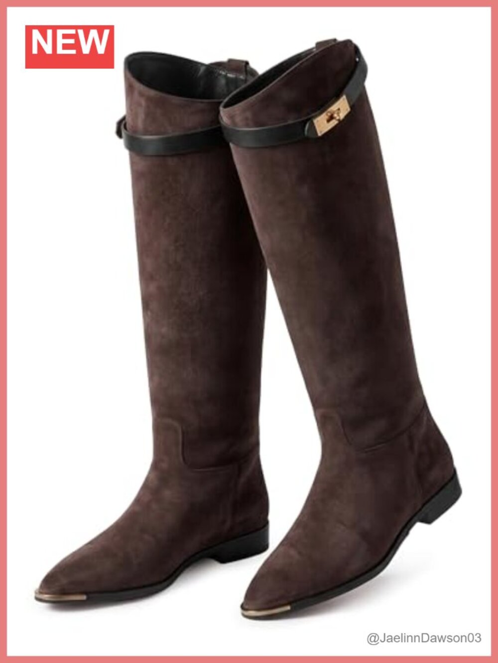 Women's Knee High Faux Suede Boots Pointed Toe Low Heel Pull-On